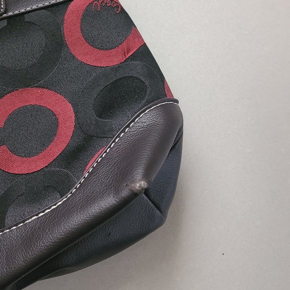 Dark Brown Coach Purse with Red Detailing - Picture 9 of 12